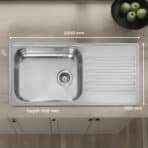 Installation diagram for the Reginox Minister 10 single bowl stainless steel kitchen sink.
