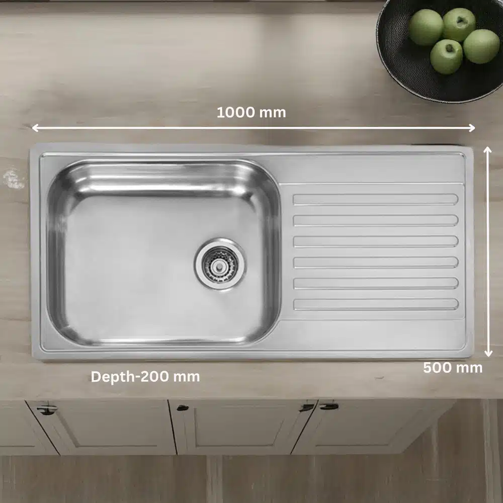 Installation diagram for the Reginox Minister 10 single bowl stainless steel kitchen sink.