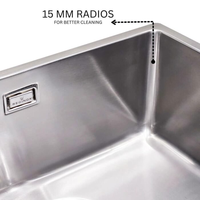 Stylish 15mm Radius Corners on Reginox Houston Stainless Steel Kitchen Sink