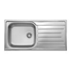 Reginox Daytona Single Bowl Kitchen Sink with Drainboard on White Background