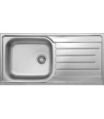 Reginox Daytona Single Bowl Kitchen Sink with Drainboard on White Background