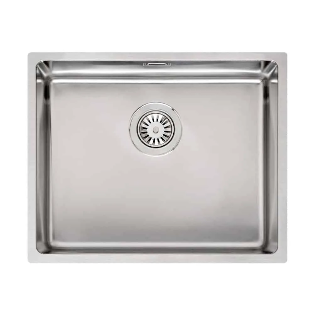 Reginox Houston Kitchen Sink Single Bowl Stainless Steel – White Background, Polished Satin Finish