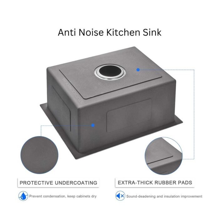 Drain position and coupling detail of Carysil Quadro Classic sink