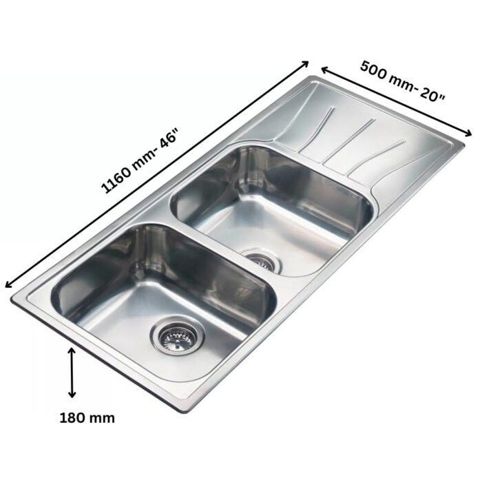 Technical Diagram of Reginox Diplomat 30 Lux Double Bowl Kitchen Sink Dimensions