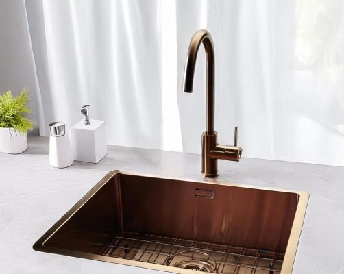 Reginox Miami Copper Single Bowl Stainless Steel Kitchen Sink installed in a kitchen-03