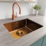 Reginox Miami Copper Single Bowl Stainless Steel Kitchen Sink installed in a kitchen-03