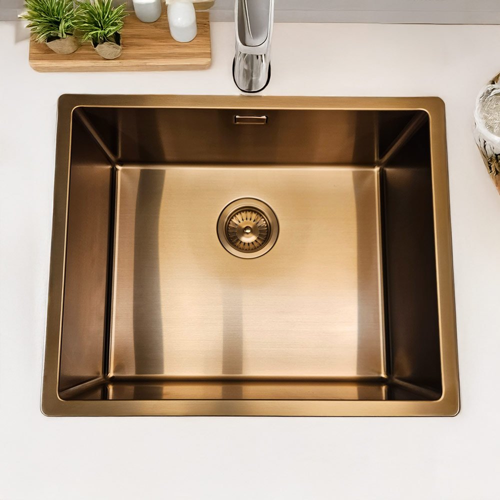 top view of reginox miami copper pvd coated sink