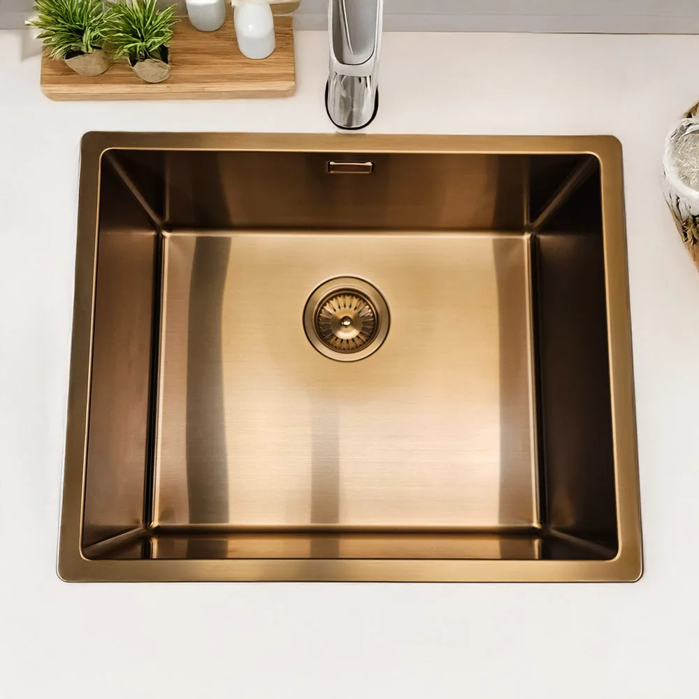 top view of reginox miami copper pvd coated sink