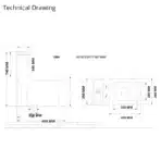 Technical diagram of Cera one-piece closet cimba dimensions