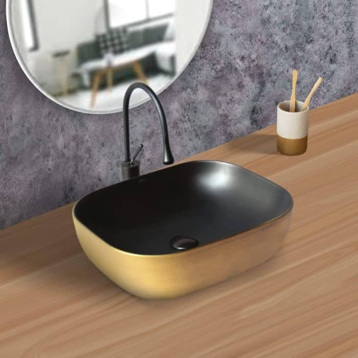 Brizzio Matt PS 398 Table Top Designer Wash Basin Gold Black