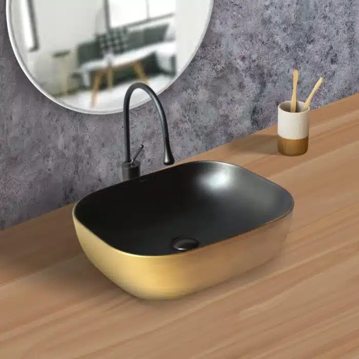 Brizzio Matt PS 398 Table Top Designer Wash Basin Gold Black