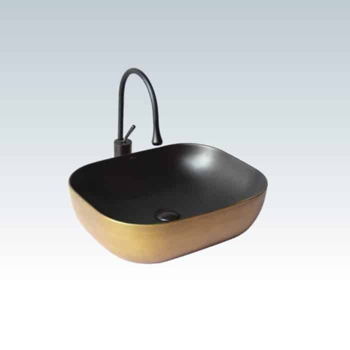 Brizzio Matt PS 398 Table Top Designer Wash Basin Gold Black