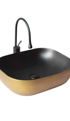 Brizzio Matt PS 398 Table Top Designer Wash Basin Gold Black