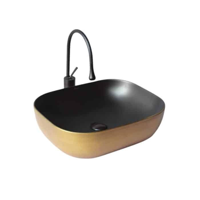 Brizzio Matt PS 398 Table Top Designer Wash Basin Gold Black