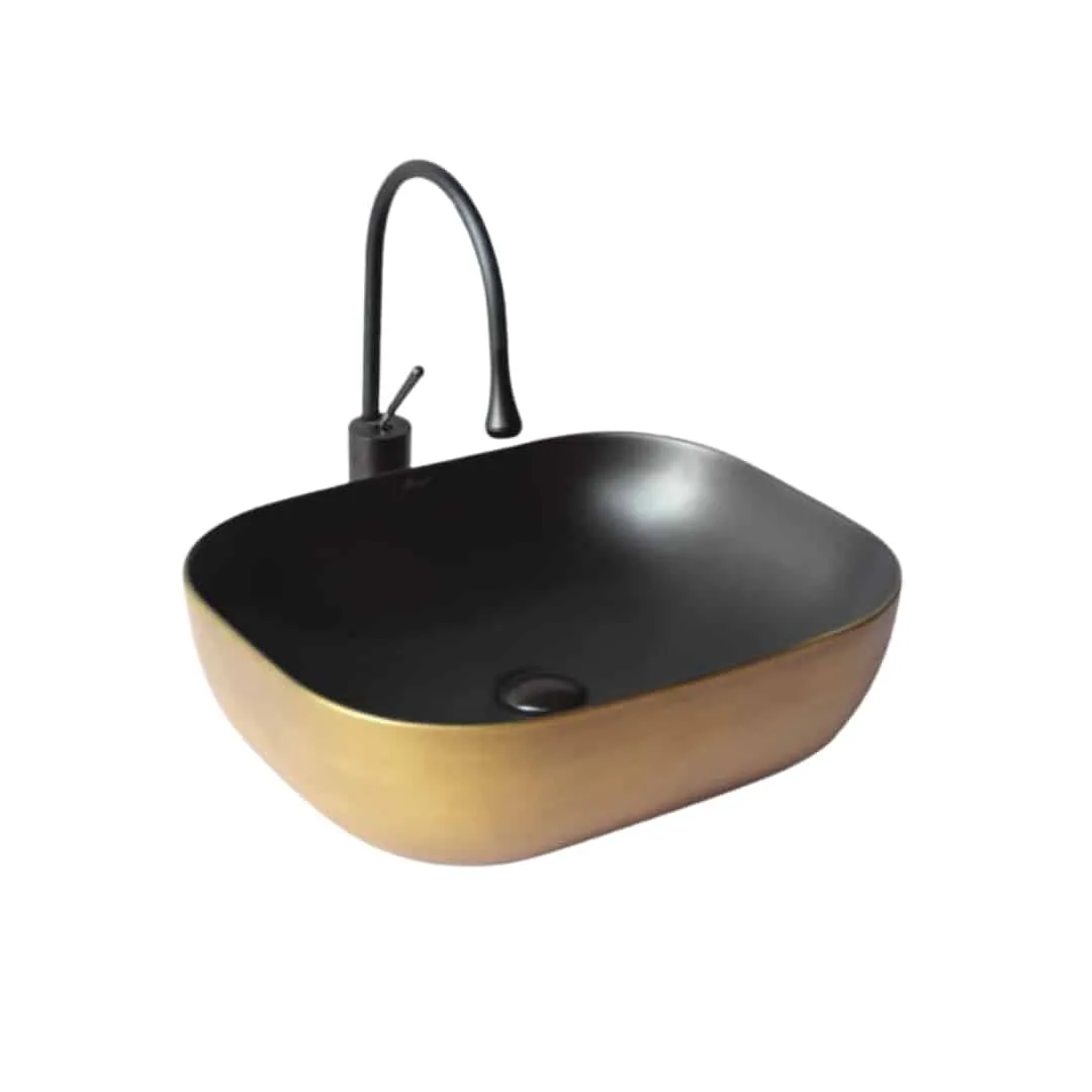 Brizzio Matt PS 398 Table Top Designer Wash Basin Gold Black