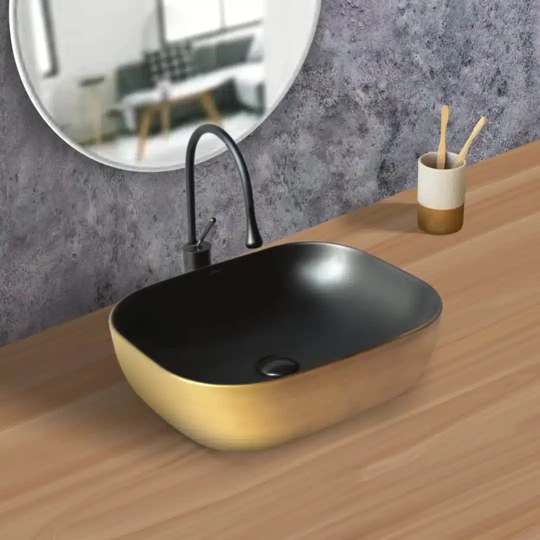 Brizzio-Matt-PS-398-Table-Top-Designer-Wash Basin-Gold-Black