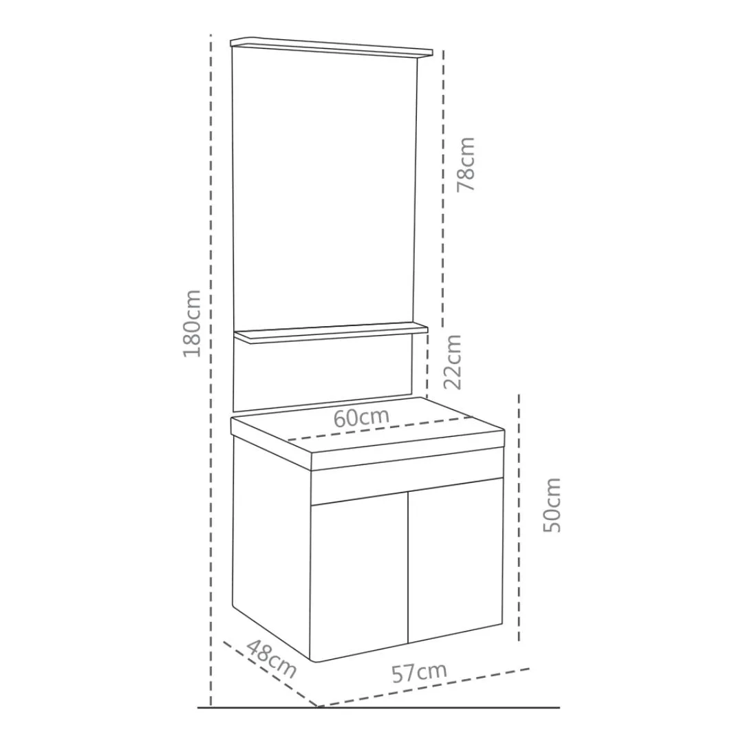 Acode KT 3027 Wall Mounted Cabinet Wash Basin Size: 60 x 48 x 50cm - Image 2