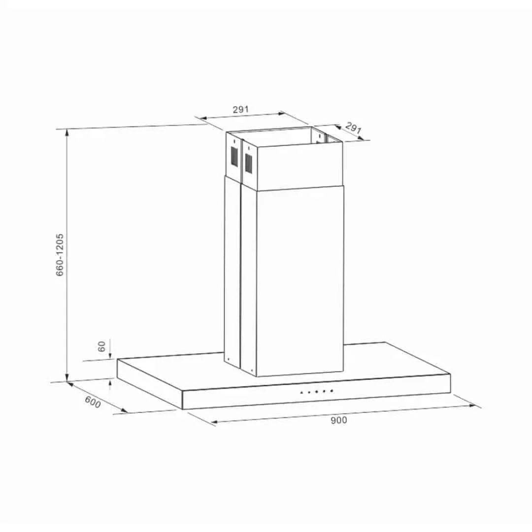 Carysil Alice 90 Baffle Filter Island Stainless Steel Kitchen Chimney - Image 2