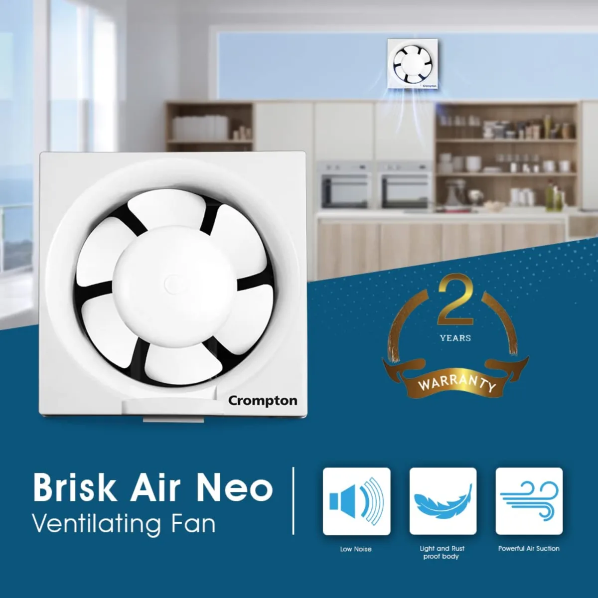 Crompton Brisk Air 200 mm Exhaust Fan White