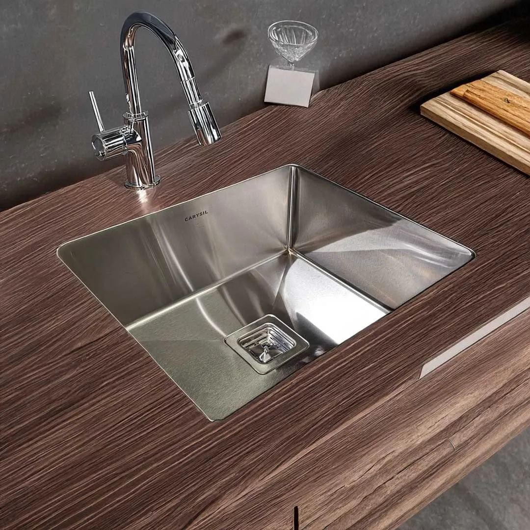 Carysil Stainless Steel Kitchen Sink Cordro R10 21x18 installed in a modern kitchen