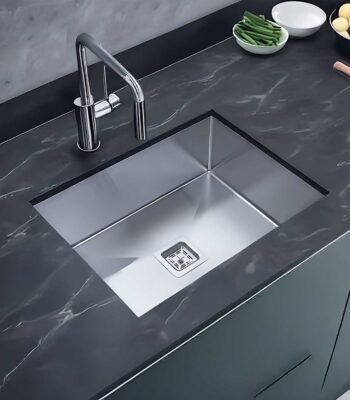 Carysil Kitchen Sink Quadro R10 24x18 – Top View, Stainless Steel Sink