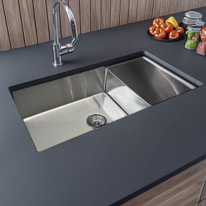 Carysil Stainless Steel Sink with Drainboard Quadro R10 36x18 installed in a contemporary kitchen