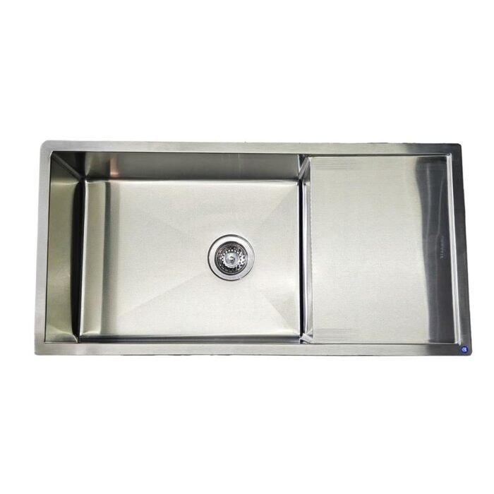 Carysil Stainless Steel Kitchen Sink with Drainboard Quadro Micro Radius R10 36x18 on white background