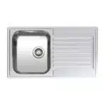 Reginox Centurio 10 single bowl stainless steel kitchen sink on a white background.
