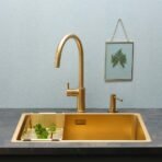 Reginox Miami Gold Single Bowl Stainless Steel Kitchen Sink installed in a kitchen-02