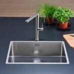 Top view of Reginox New York 54x44 kitchen sink, showing its shape and size