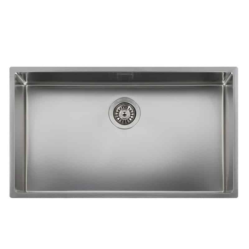 Reginox New York 70x40 single bowl stainless steel kitchen sink, white background