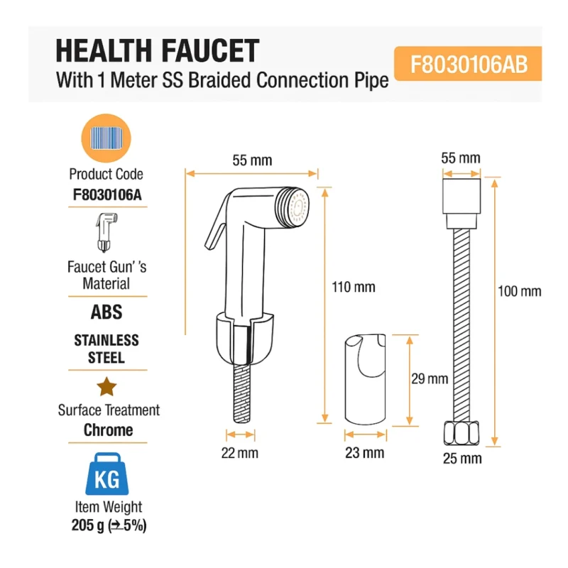 CERA Health Faucet: Stainless Steel Connection