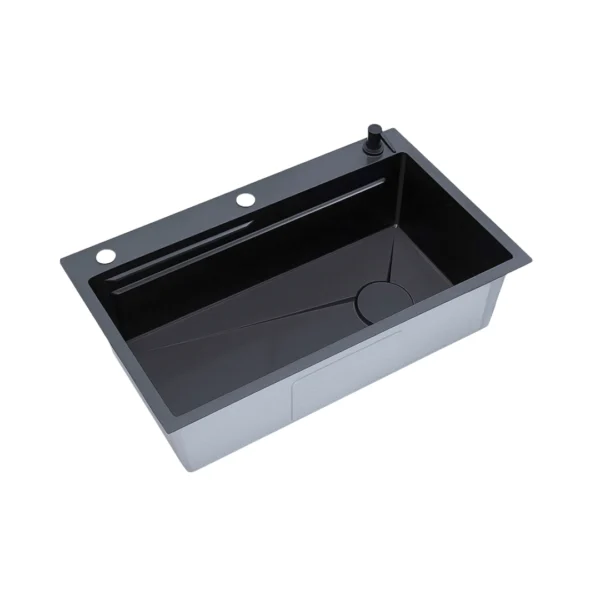 SYLUX Rapid Black Kitchen Sink With Accessories SL873 304