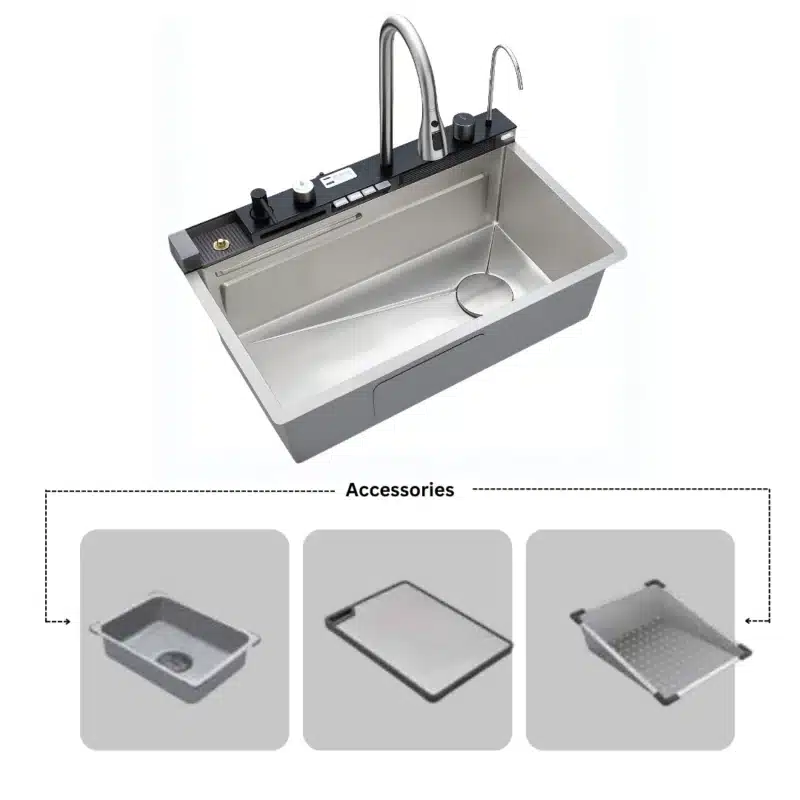 SYLUX Victoria Satin Finish Kitchen Sink With Accessories