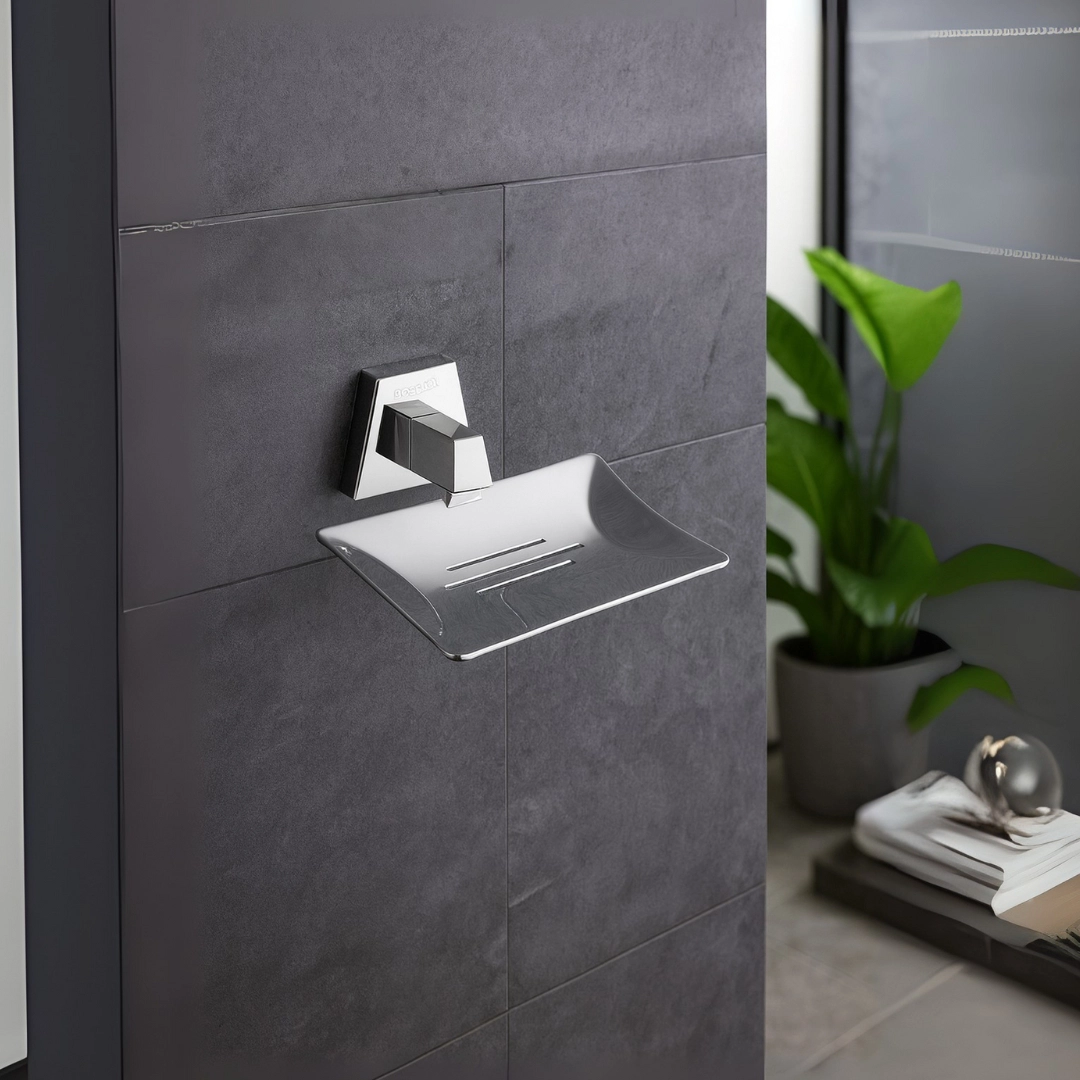 Aagna Olivia Silver Finish Soap Dish For Bathroom Use