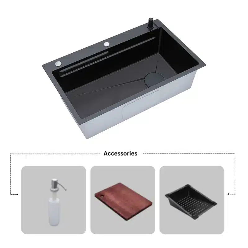 SYLUX Rapid PVD Black Sink with Accessories SL875