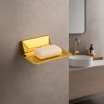 Aagna U-VA Gold Finish Soap Dish for Modern Bathrooms
