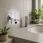 Aagna Olivia Silver Wall Mounted Tumbler Holder