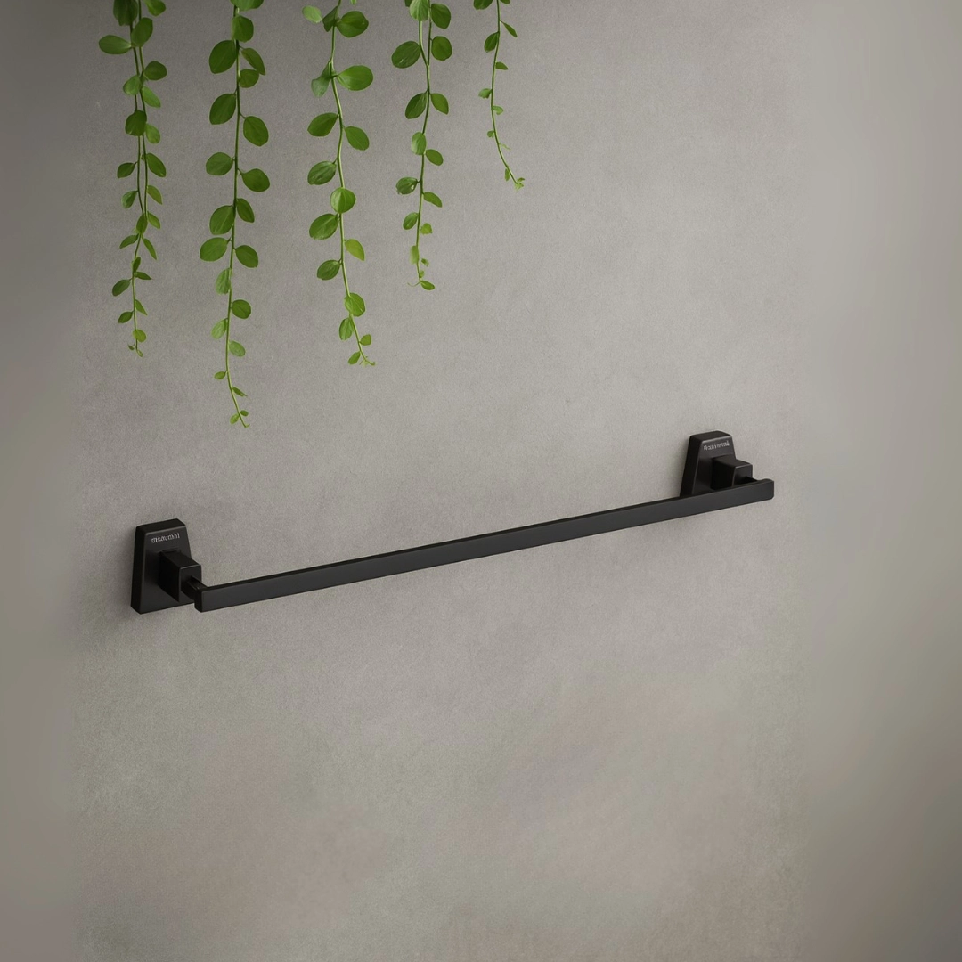 Aagna Olivia Black Finish Towel Rod Modern Bathroom Fitting