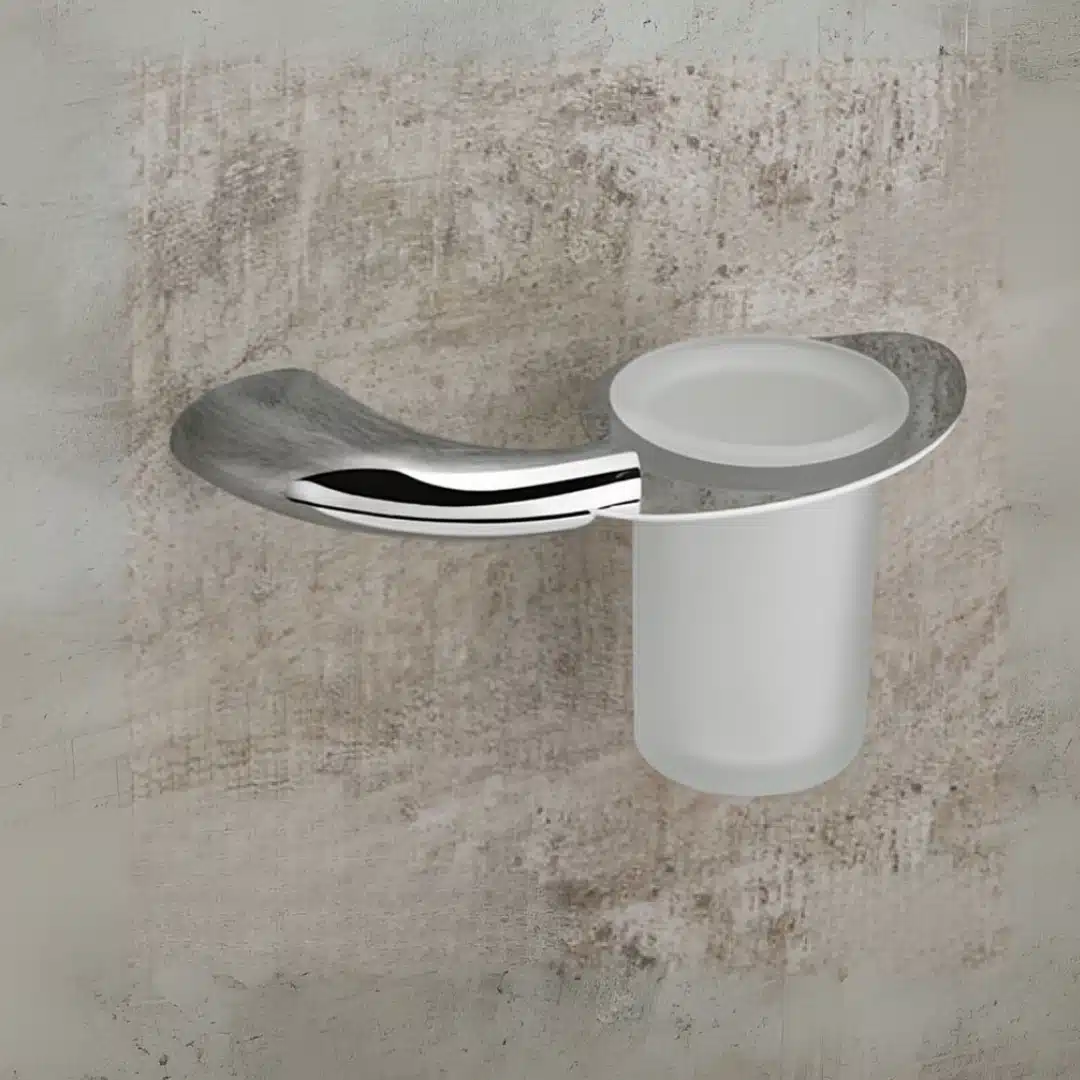 Aagna Rhyno Silver Finish Brass Tumbler Holder for Bathroom