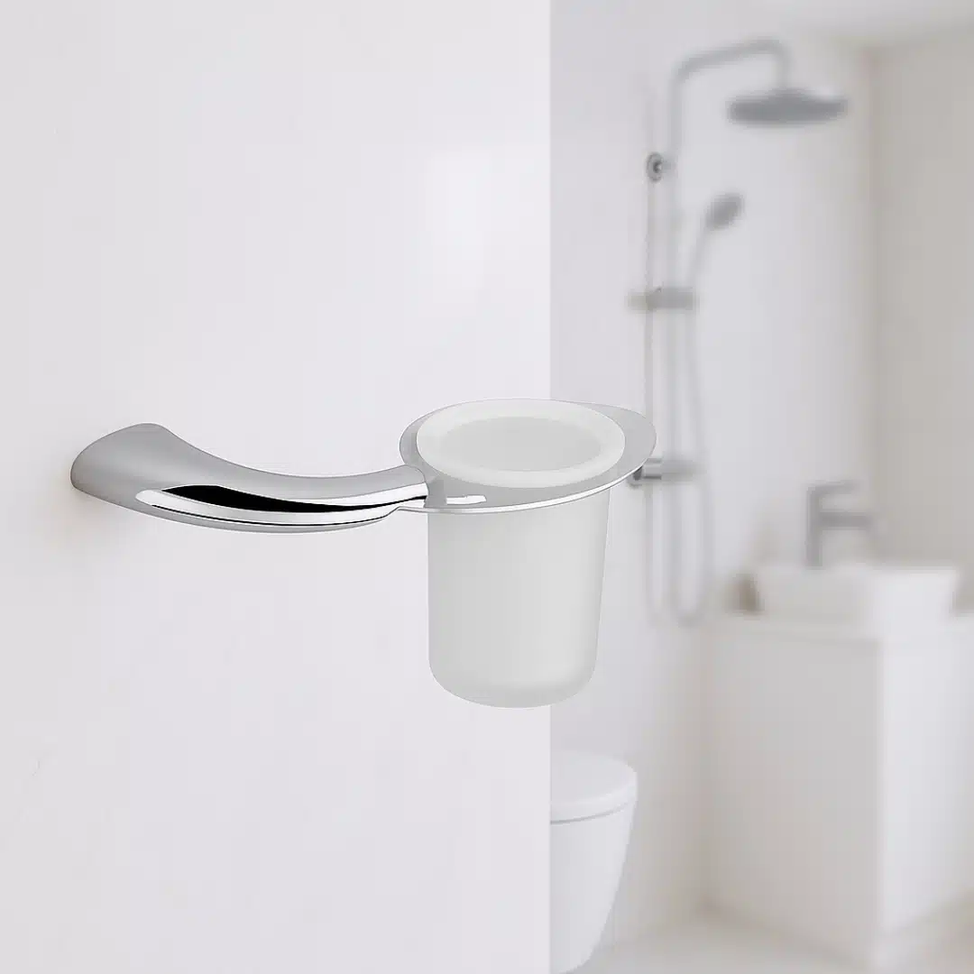 Aagna Rhyno Silver Finish Brass Tumbler Holder for Bathroom