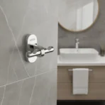 Aagna Giza Glossy Silver Finish Robe Hook for Bathroom