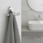 Aagna Giza Glossy Silver Finish Robe Hook for Bathroom