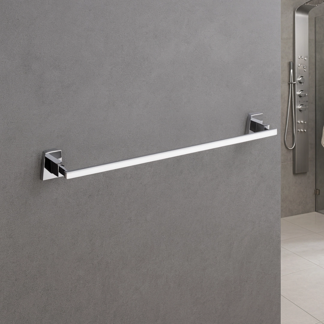 Aagna Olivia Silver Towel Rod Wall Mounted For Bathroom