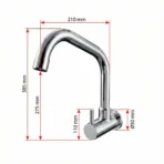 Carysil Wall-Mounted Style Kitchen Faucet : WMF-02 Chrome Sleek