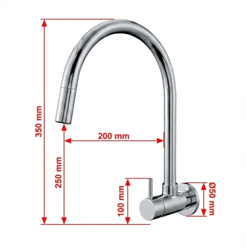 Carysil Wall-Mounted Kitchen Faucet Chrome Finish