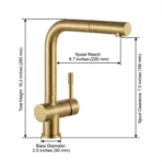 Carysil Kitchen Faucet ASL2202 Gold Finish With Pull-Out Sprayer