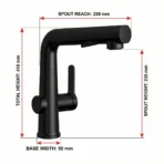 Carysil Kitchen Faucet Matte Black ALA01513 with Pull-Out Sprayer