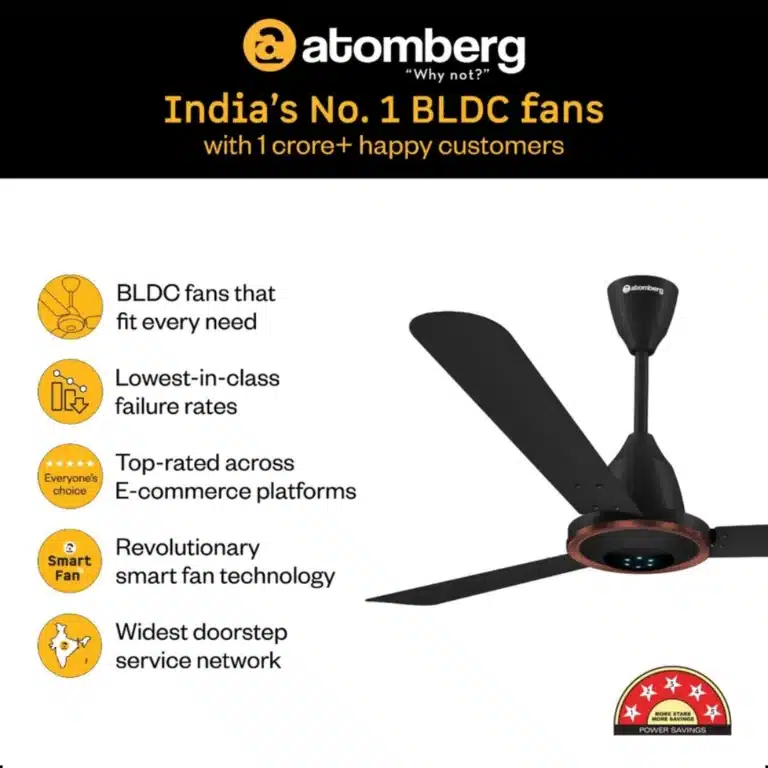 Atomberg Erica BLDC Smart Ceiling Fan Midnight Black