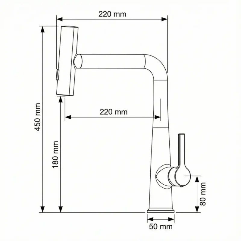 CARYSIL Deck Mounted Single Lever Kitchen Faucet